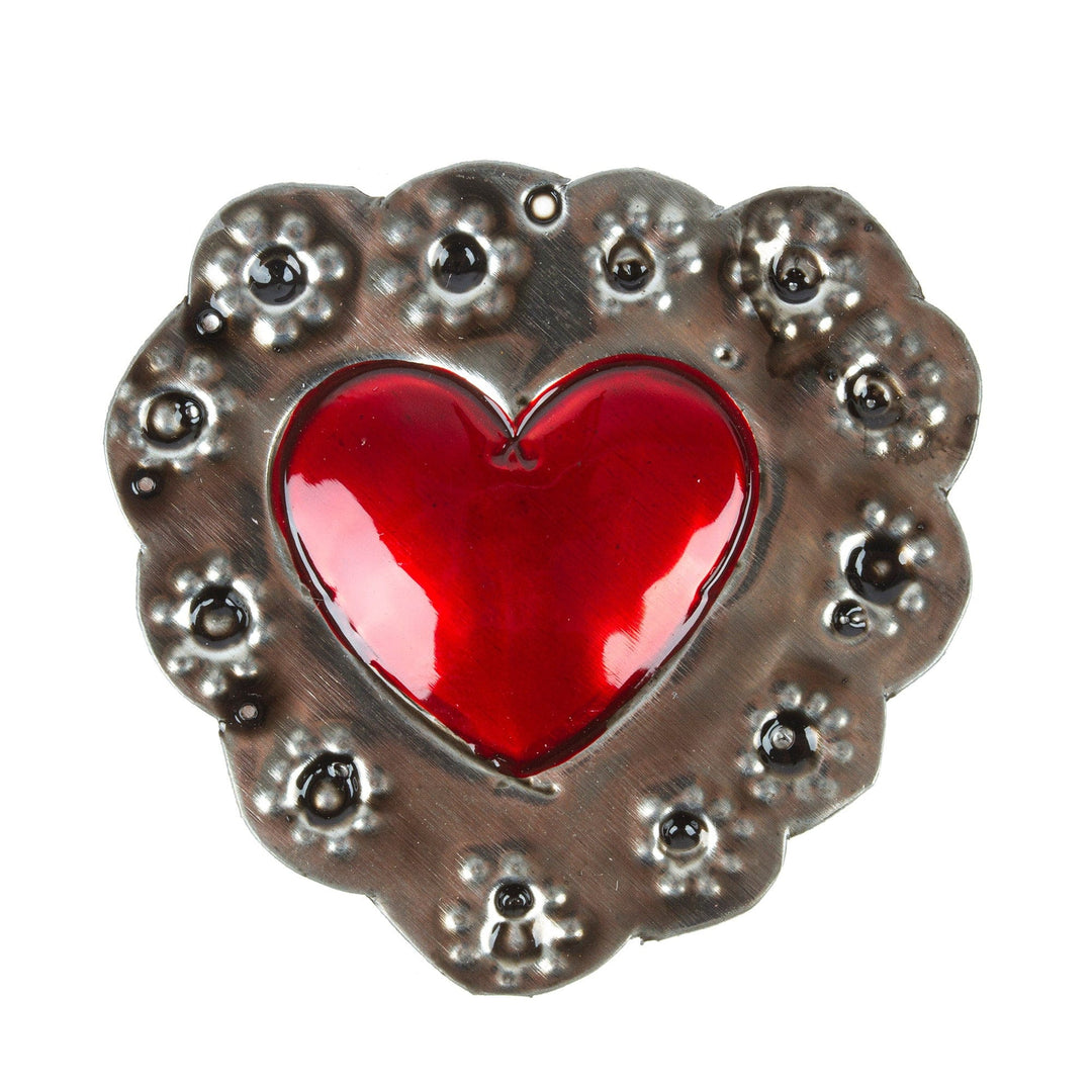 Tin-Plated Steel Ornament with Floral Repousse Motifs - Myriad of Feelings