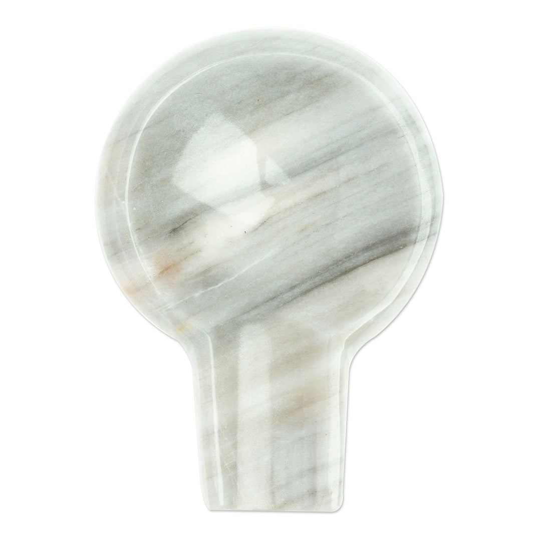 Pale Grey Marble Spoon Rest Crafted in Mexico - Convenient Marble