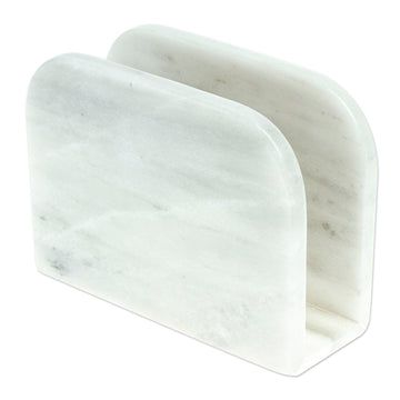 Pale Grey Marble Napkin Holder Crafted in Mexico - Fine Arrangement