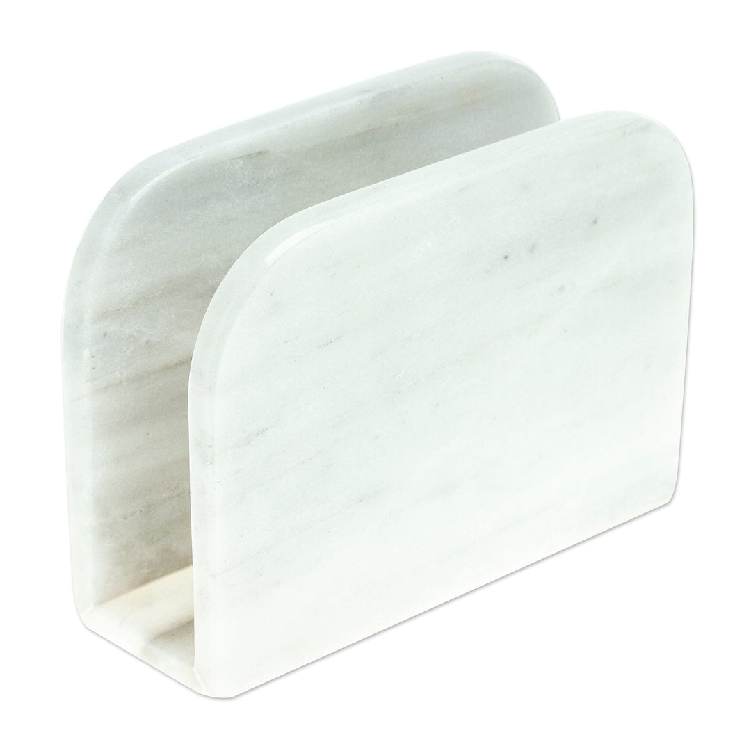 Pale Grey Marble Napkin Holder Crafted in Mexico - Fine Arrangement