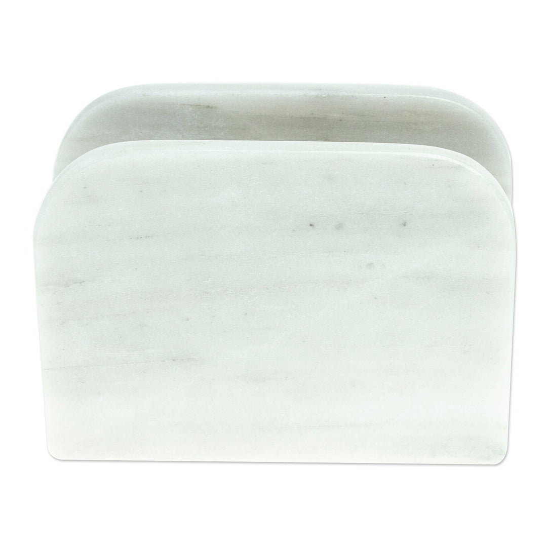 Pale Grey Marble Napkin Holder Crafted in Mexico - Fine Arrangement