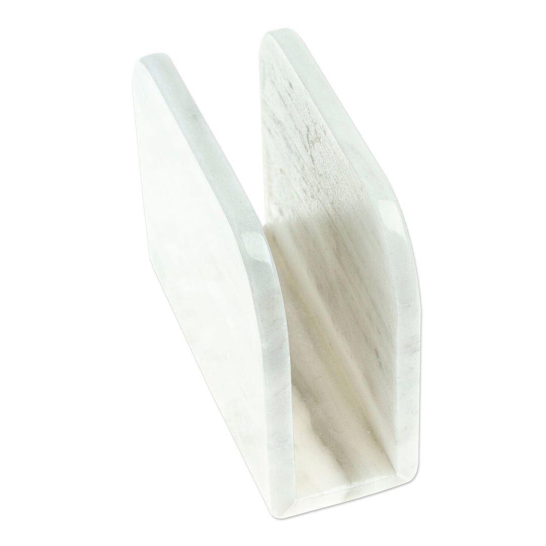 Pale Grey Marble Napkin Holder Crafted in Mexico - Fine Arrangement