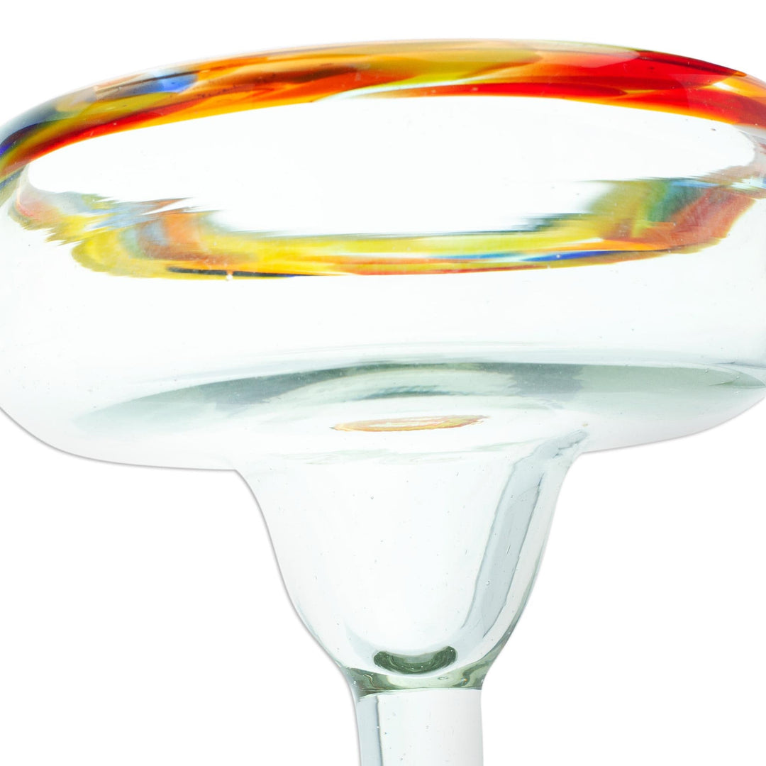 Handblown Recycled Margarita Glasses - Set of 2 - Multicolored Confetti