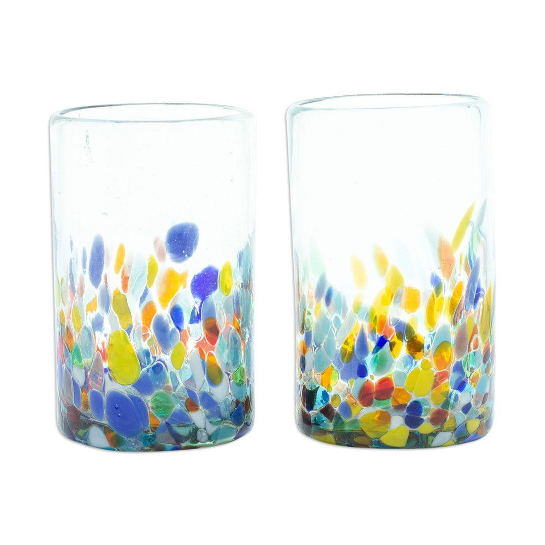 Set of Two Drinking Glasses Recycled Glass 14oz Cups Tumblers 