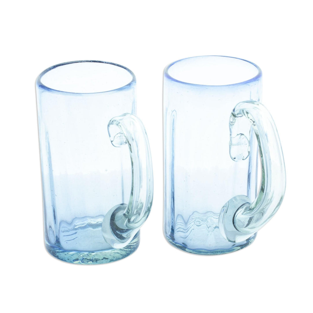 Handblown Recycled Beer Mugs - Set of 2 - Indigo Fun