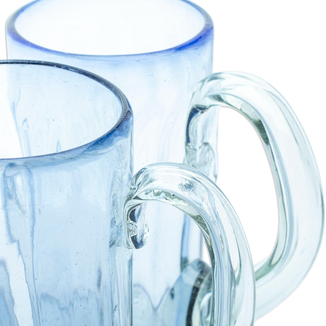 Handblown Recycled Beer Mugs - Set of 2 - Indigo Fun