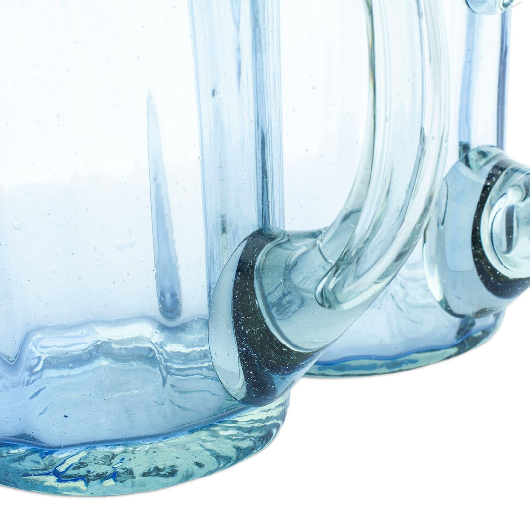 Handblown Recycled Beer Mugs - Set of 2 - Indigo Fun