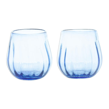 Handblown Recycled Wine Glasses - Set of 2 - Refreshing Indigo