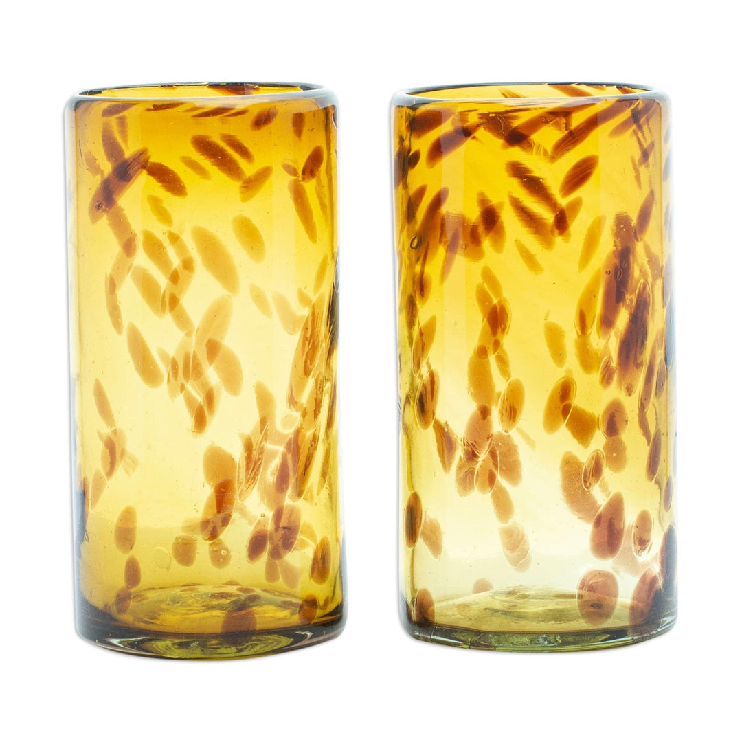 Handblown Recycled Highball Glasses - Set of 2 - Tortoiseshell Charm
