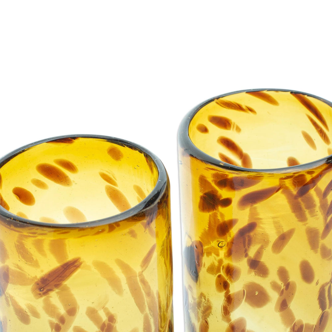 Handblown Recycled Highball Glasses - Set of 2 - Tortoiseshell Charm