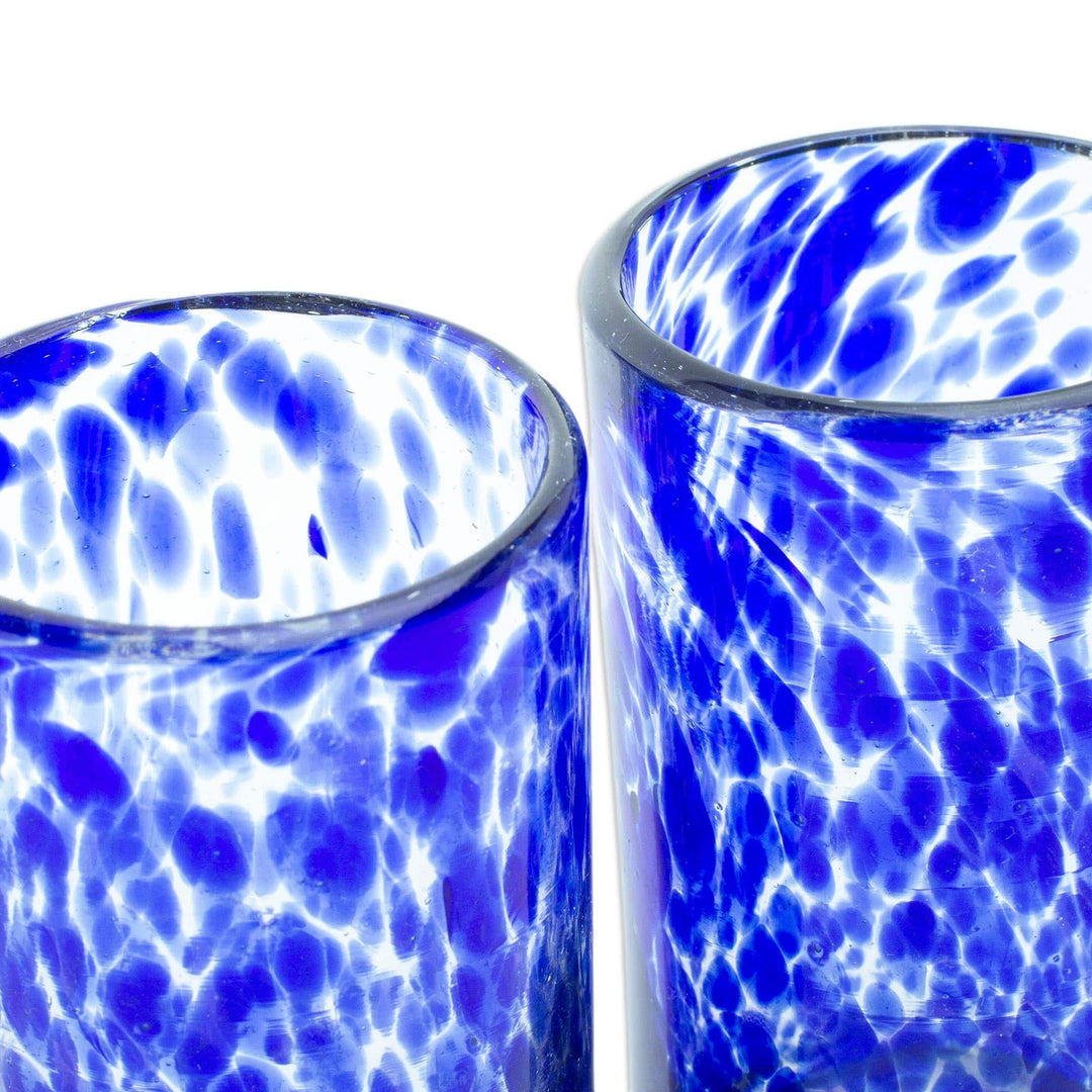 Handblown Recycled Glass Tumblers - Set of 2 - Vibrant Cobalt
