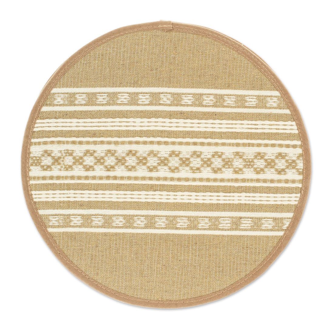 Artisan Crafted Cotton Fabric Tortilla Pouch from Mexico - Warmer in Sepia