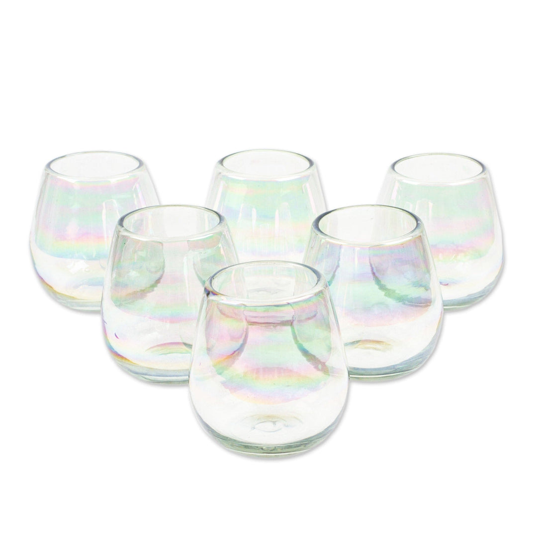 Set of 4 Frosted Wine Glasses Handblown from Recycled Glass - Frosted –  GlobeIn