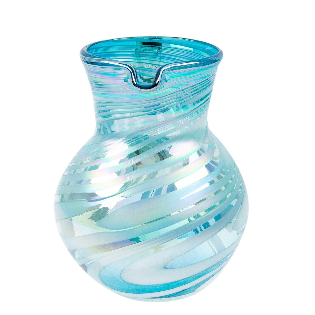 Handblown Glass Pitcher - Ocean Swirl