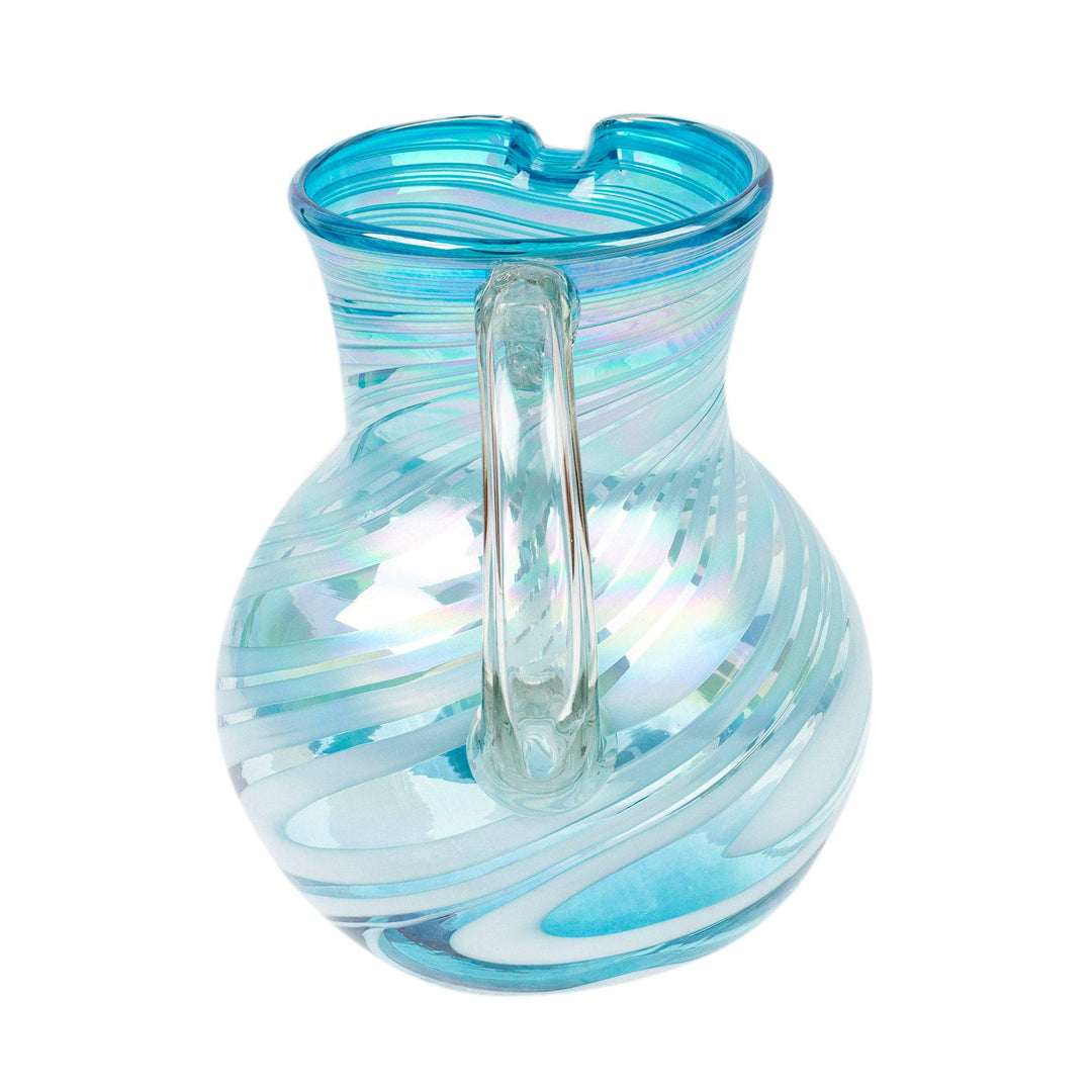 Handblown Glass Pitcher - Ocean Swirl