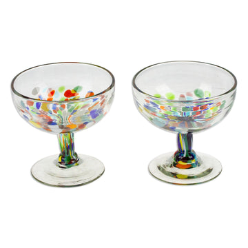 Two Colorful Cocktail Glasses Handblown from Recycled Glass - Chromatic Gala