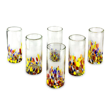Colorful Handblown Glass Highball Cocktail (Set of 6) - Confetti