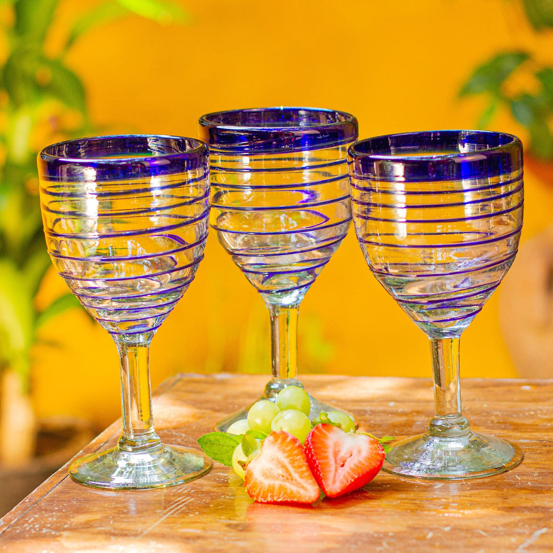 Reserve Nouveau Crystal Wine Glasses in Cobalt Set of 2