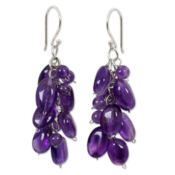 Beaded Amethyst Earrings - Violet Clouds