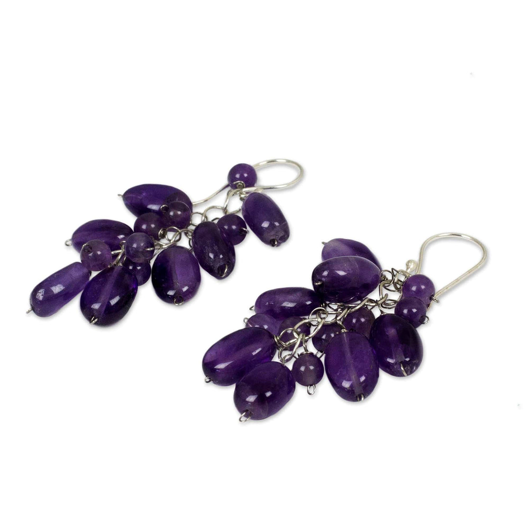 Beaded Amethyst Earrings - Violet Clouds