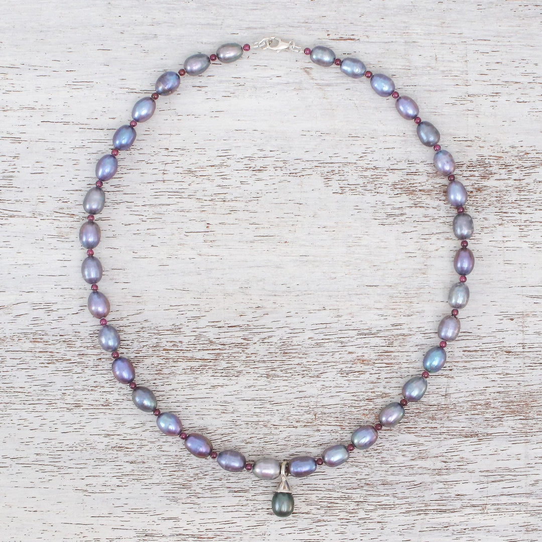 Garnet and Pearl Choker - Her Beauty