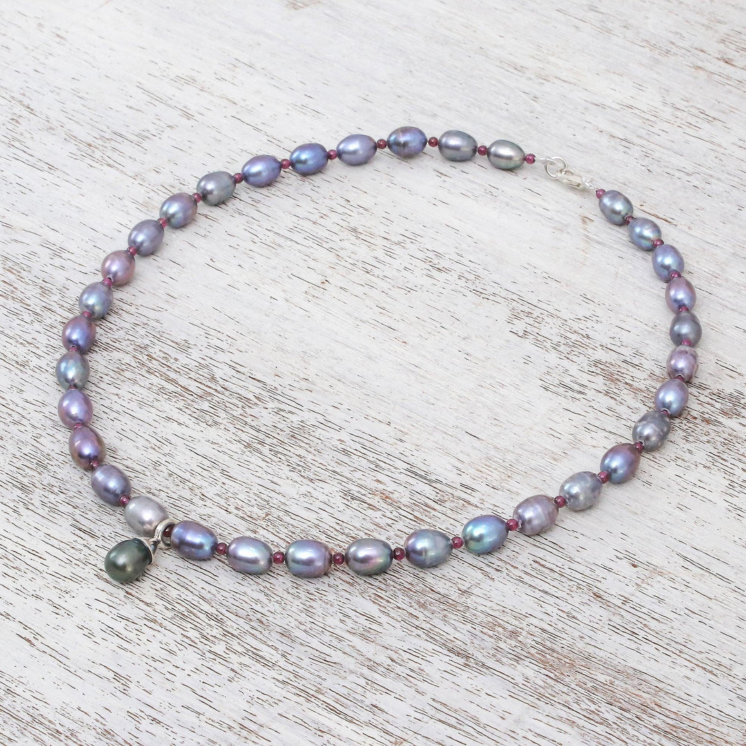 Garnet and Pearl Choker - Her Beauty
