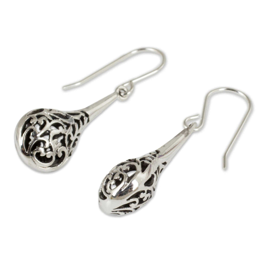 Sterling Silver Dangle Earrings from Thailand - Forest Fern