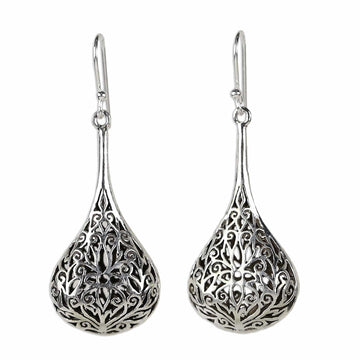 Sterling Silver Dangle Earrings - Filigree Teardrop