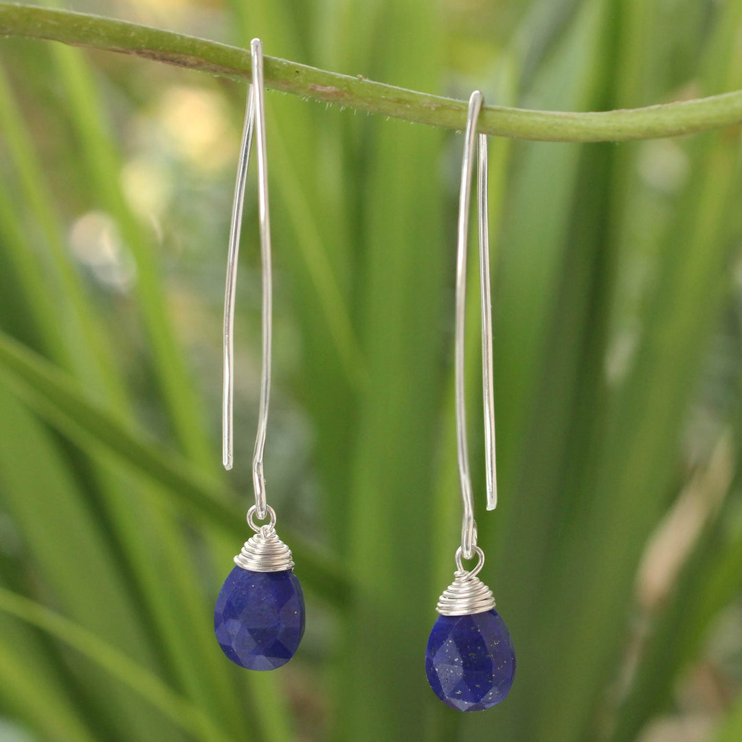 Sterling Silver and Lapis Lazuli Dangle Earrings - Sublime