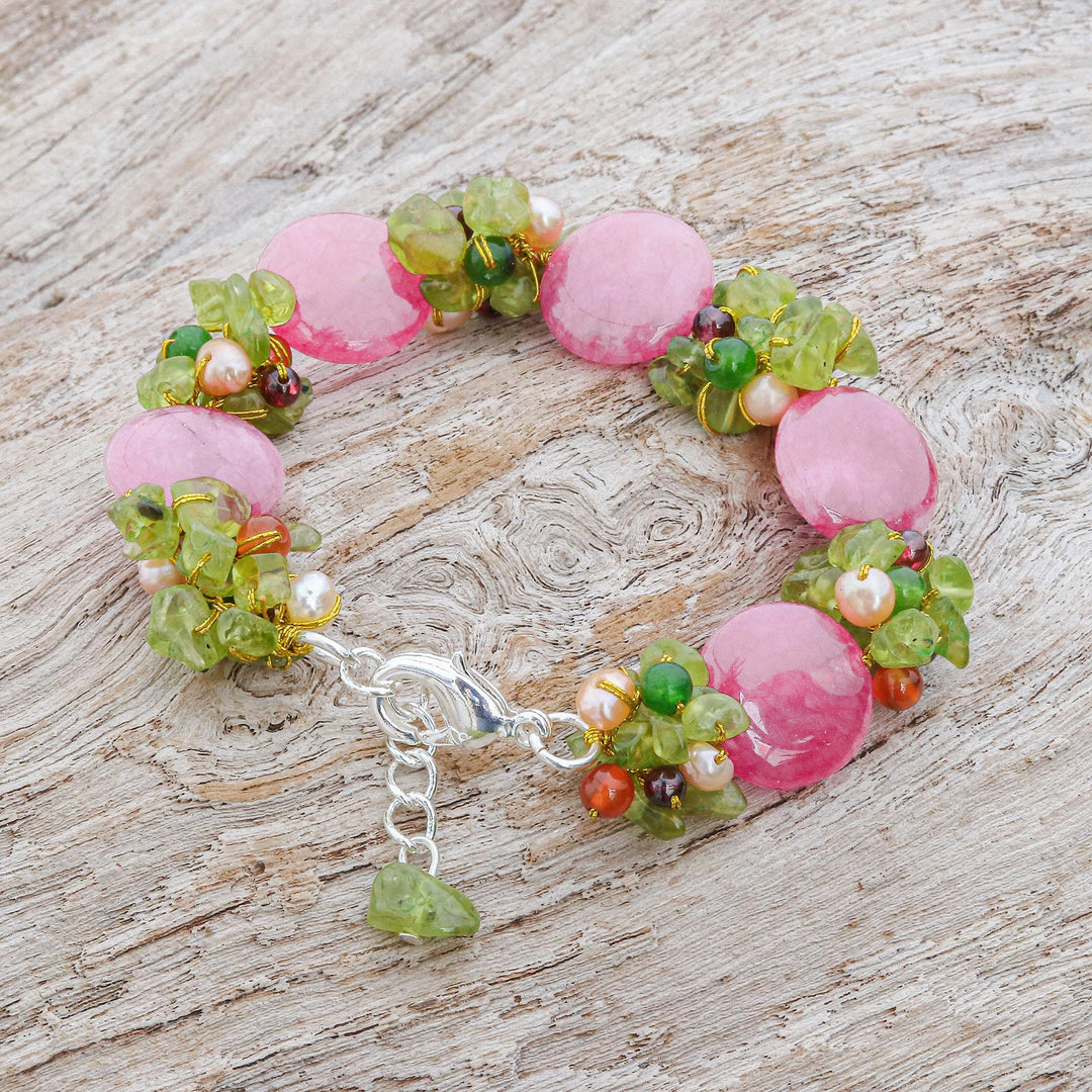 Beaded Quartz Multigem Bracelet - Peony Romance