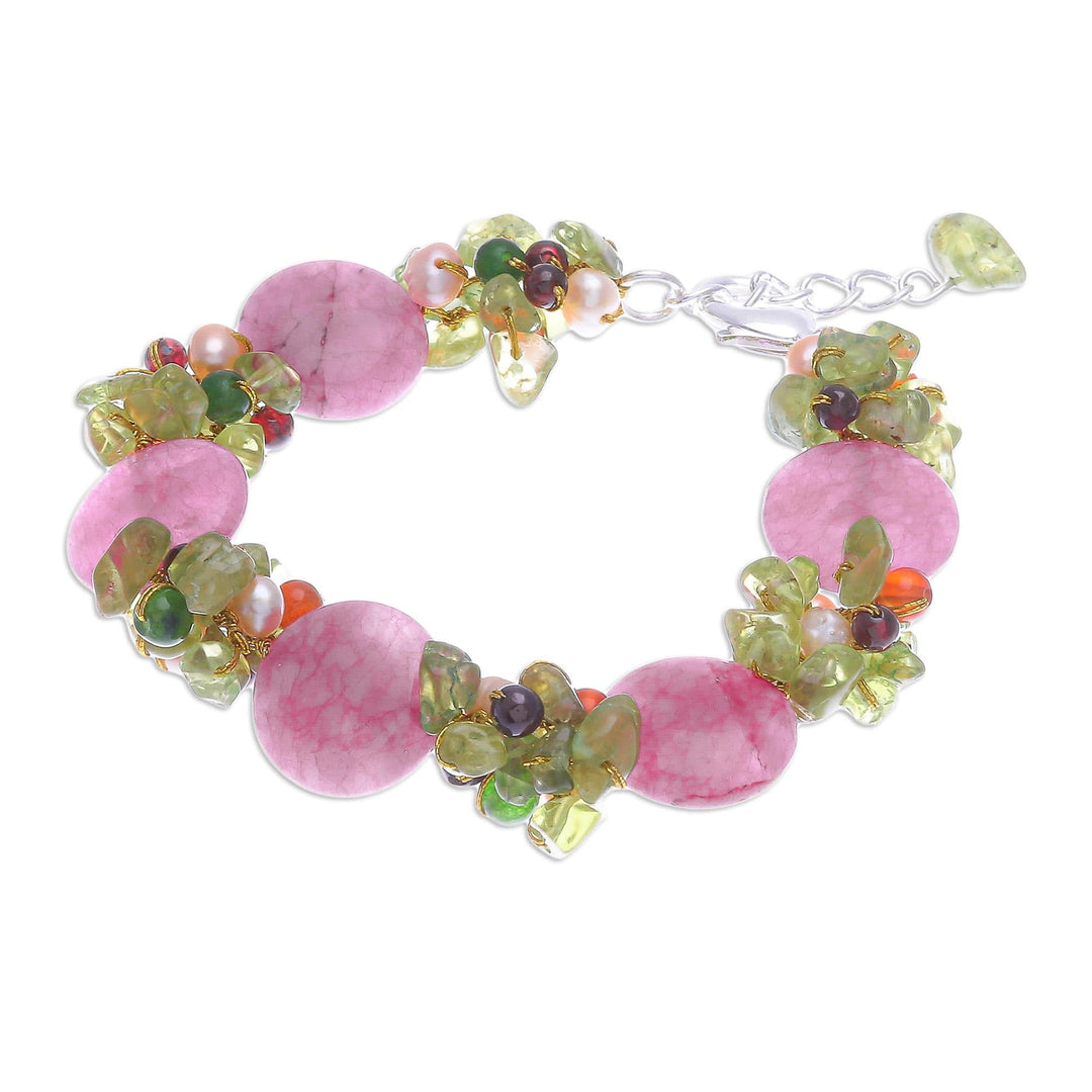 Beaded Quartz Multigem Bracelet - Peony Romance
