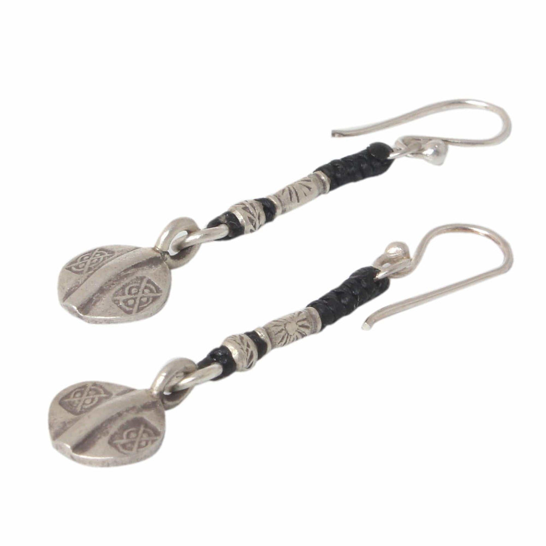 Unique Hill Tribe Silver Dangle Earrings - Tribal Art