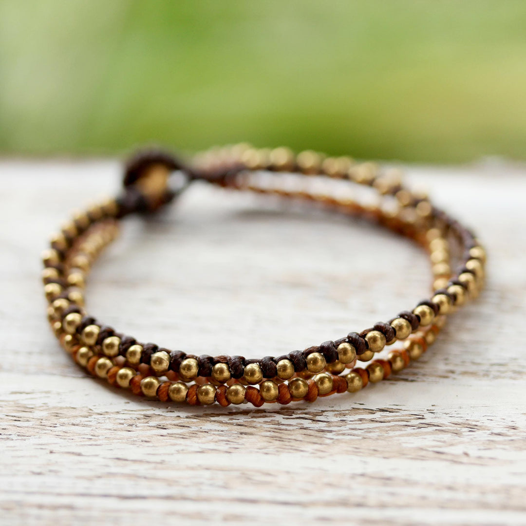 Brass Beaded Bracelet - Family