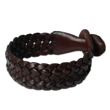 Unisex Leather Wristband Bracelet - Bangkok Weave