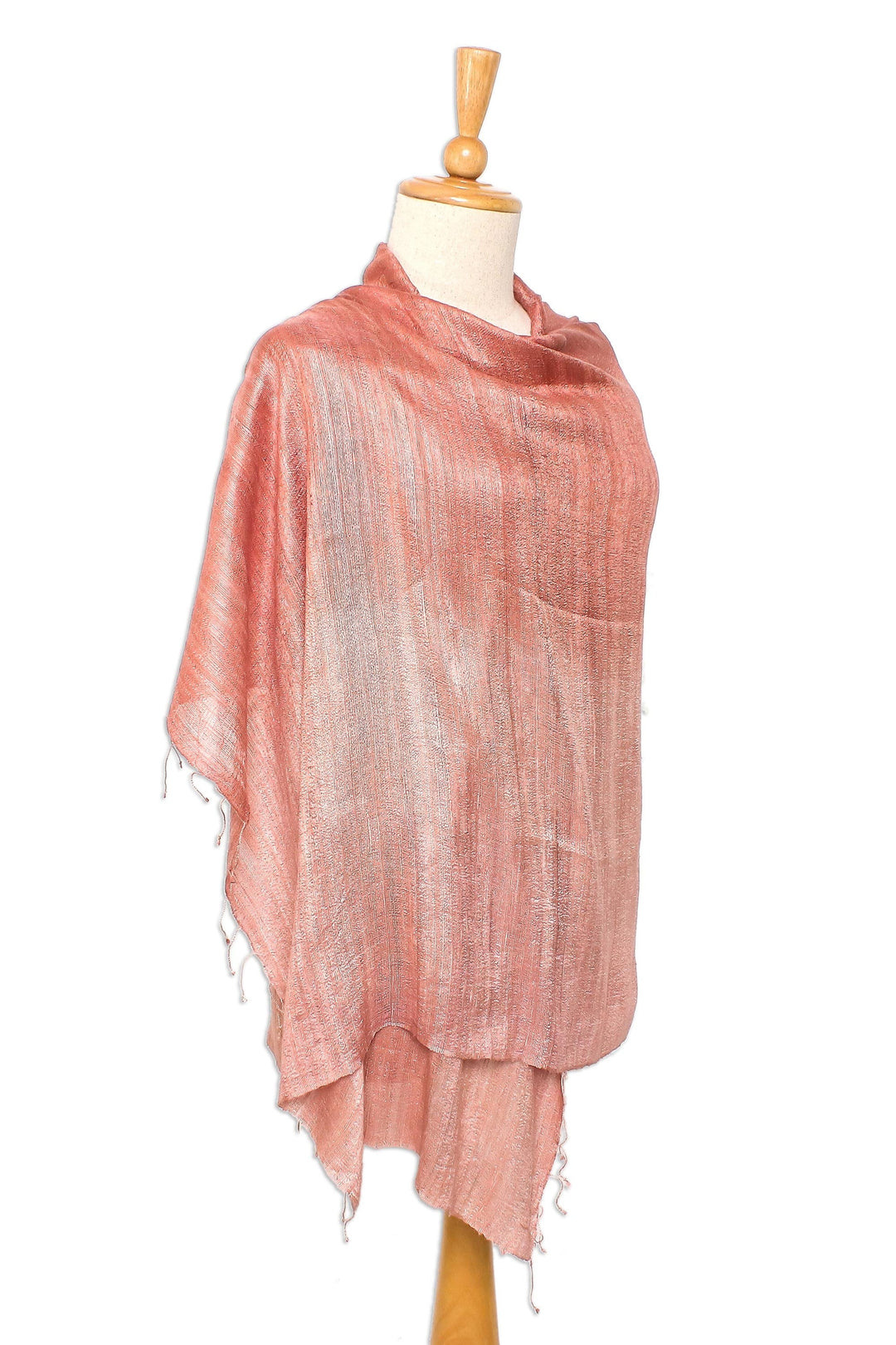 Handcrafted Silk Shawl - Bold Rose