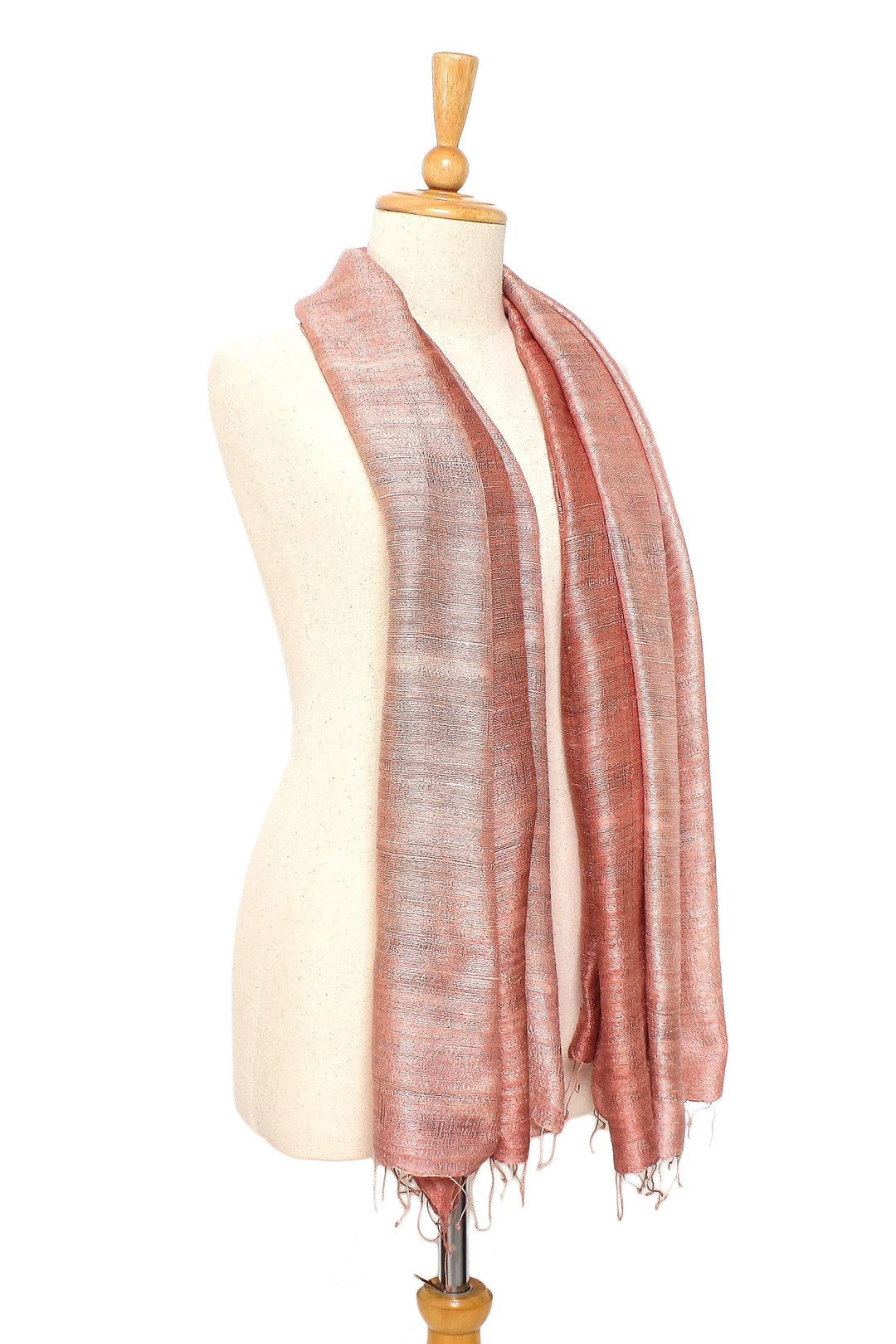 Handcrafted Silk Shawl - Bold Rose