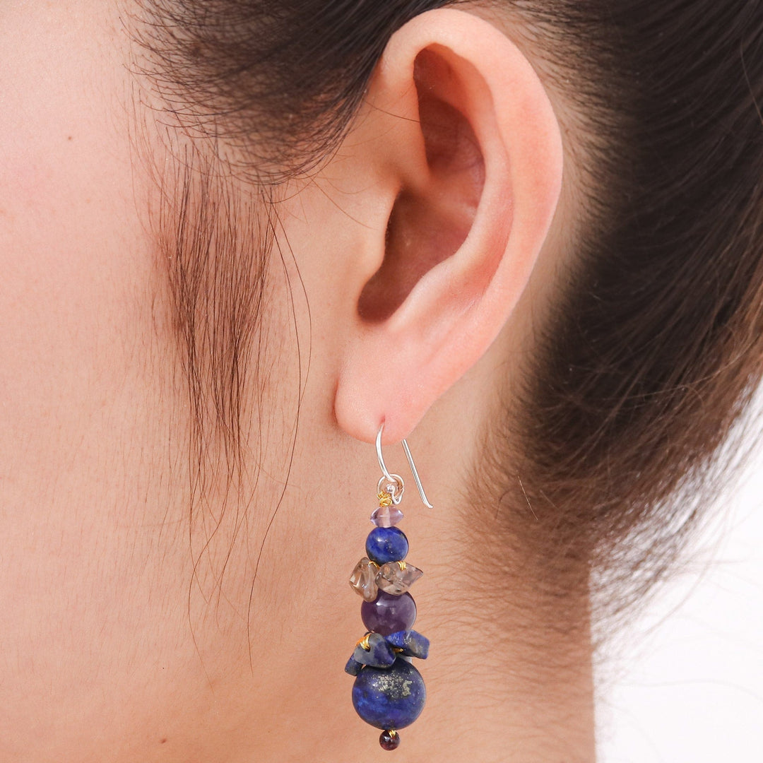 Beaded Lapis Lazuli Earrings - Thai Harmony