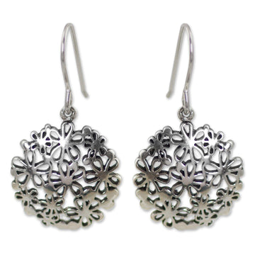 Sterling Silver Dangle Earrings - Hydrangea