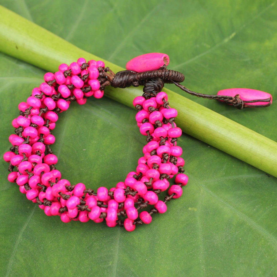 Hot Pink Hand Knotted Beaded Bracelet - Opulent Pink