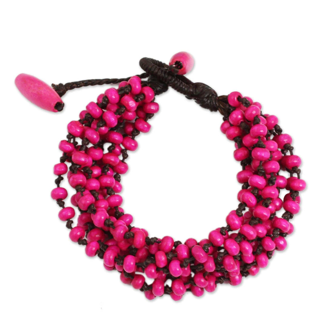 Hot Pink Hand Knotted Beaded Bracelet - Opulent Pink