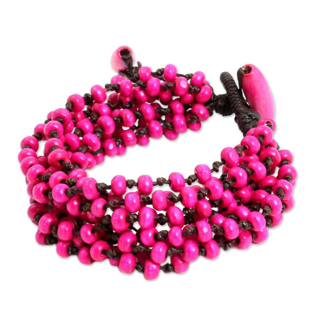 Hot Pink Hand Knotted Beaded Bracelet - Opulent Pink