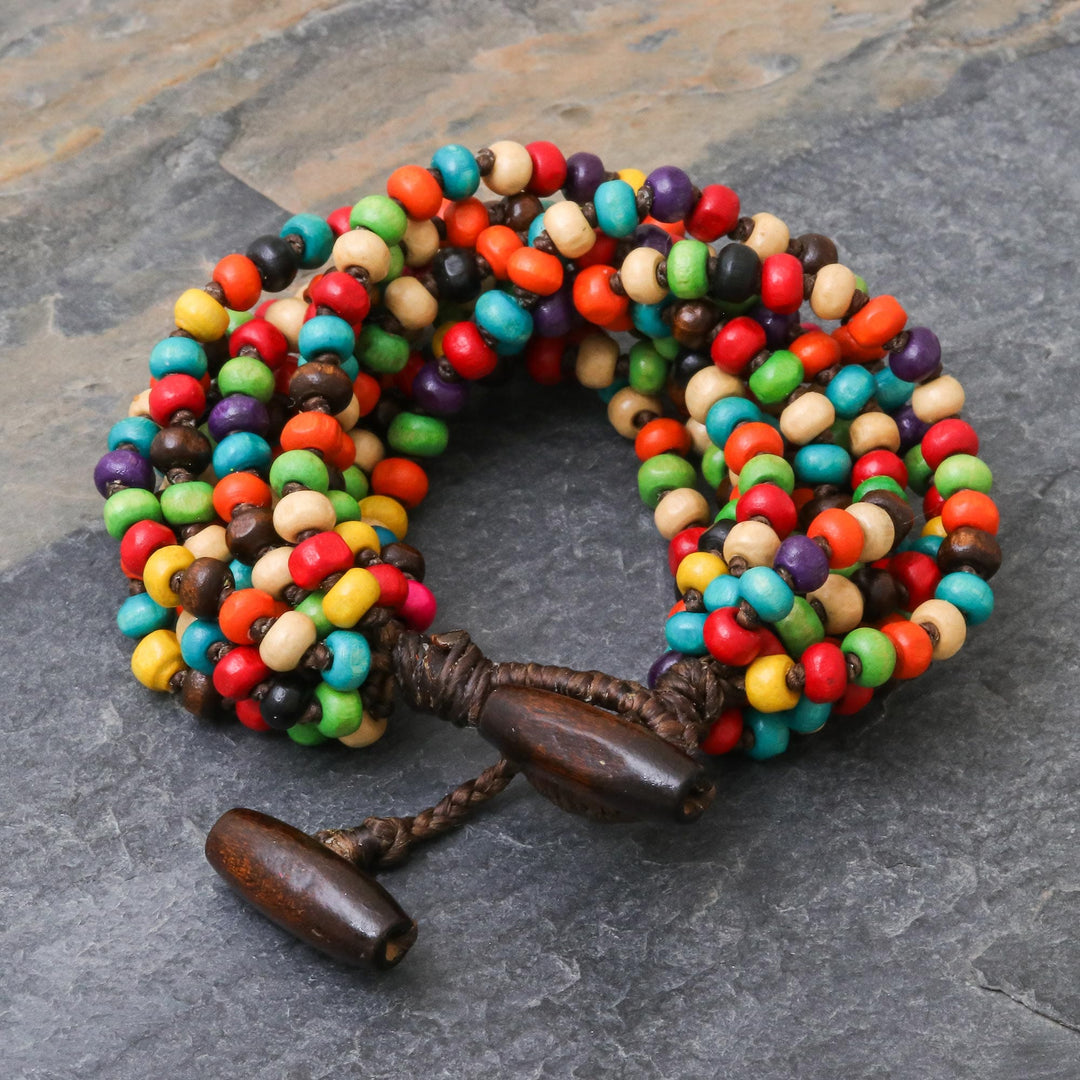 Multicolor Wood Beaded Artisan Crafted Bracelet - Trang Belle