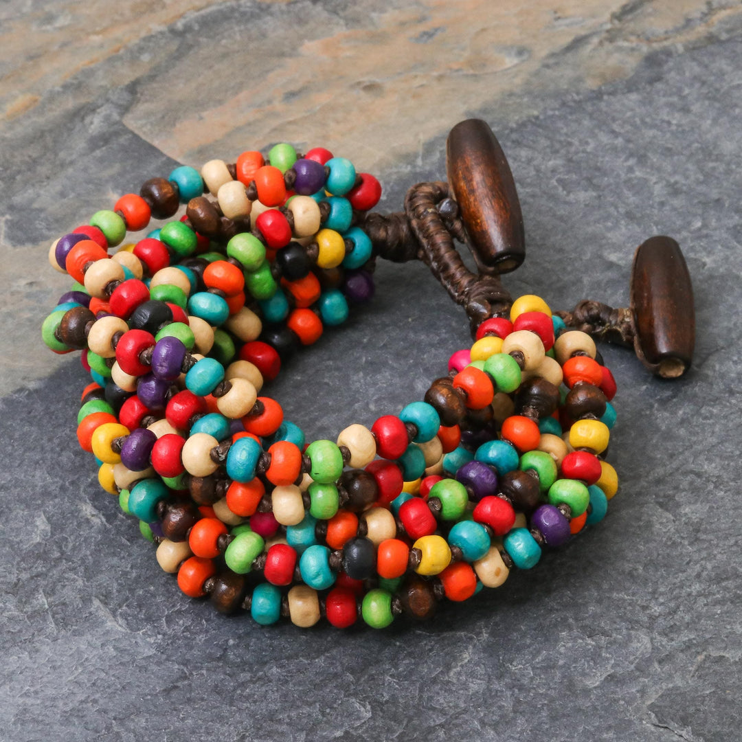 Multicolor Wood Beaded Artisan Crafted Bracelet - Trang Belle