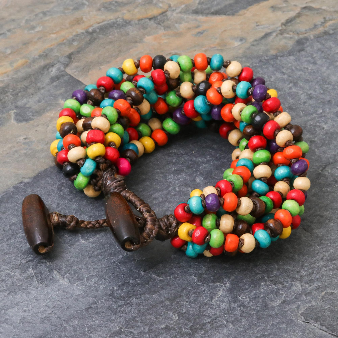 Multicolor Wood Beaded Artisan Crafted Bracelet - Trang Belle
