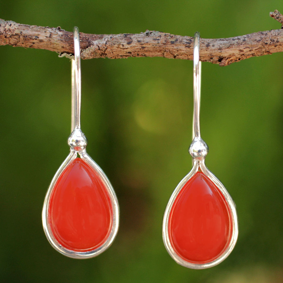 Carnelian and Sterling Silver Dangle Earrings - Autumn Rain