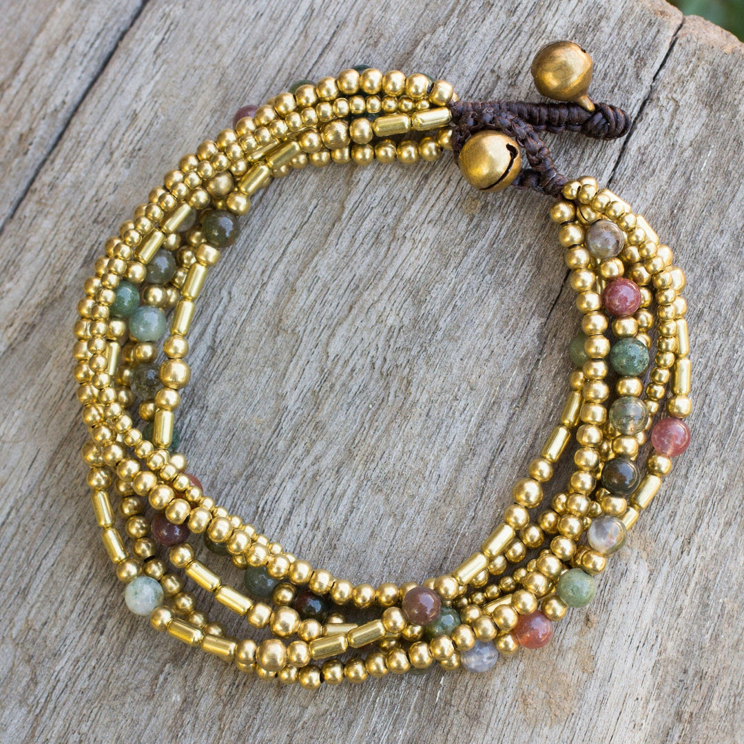 Brass Beaded Bracelet Crafted by Hand with Agate - Earth Freedom