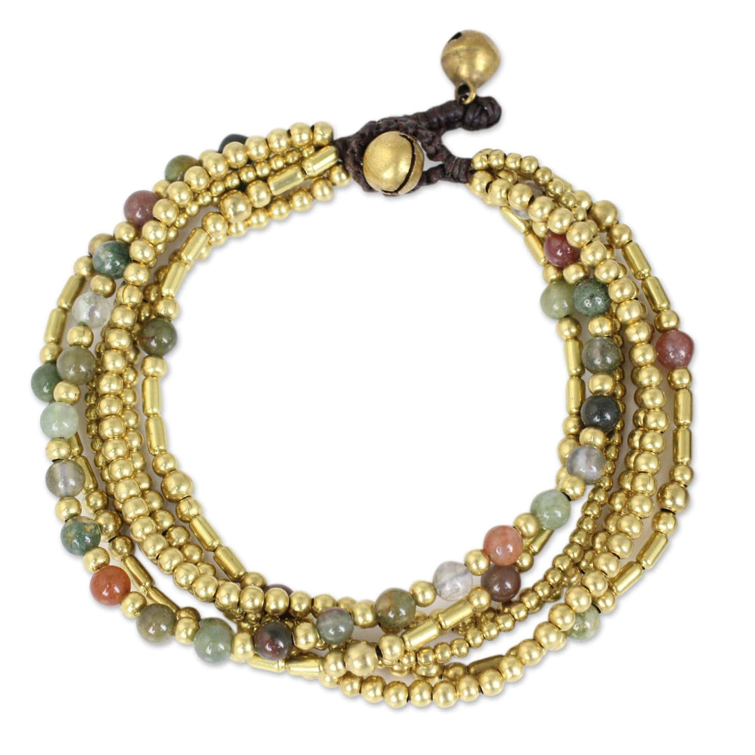 Brass Beaded Bracelet Crafted by Hand with Agate - Earth Freedom