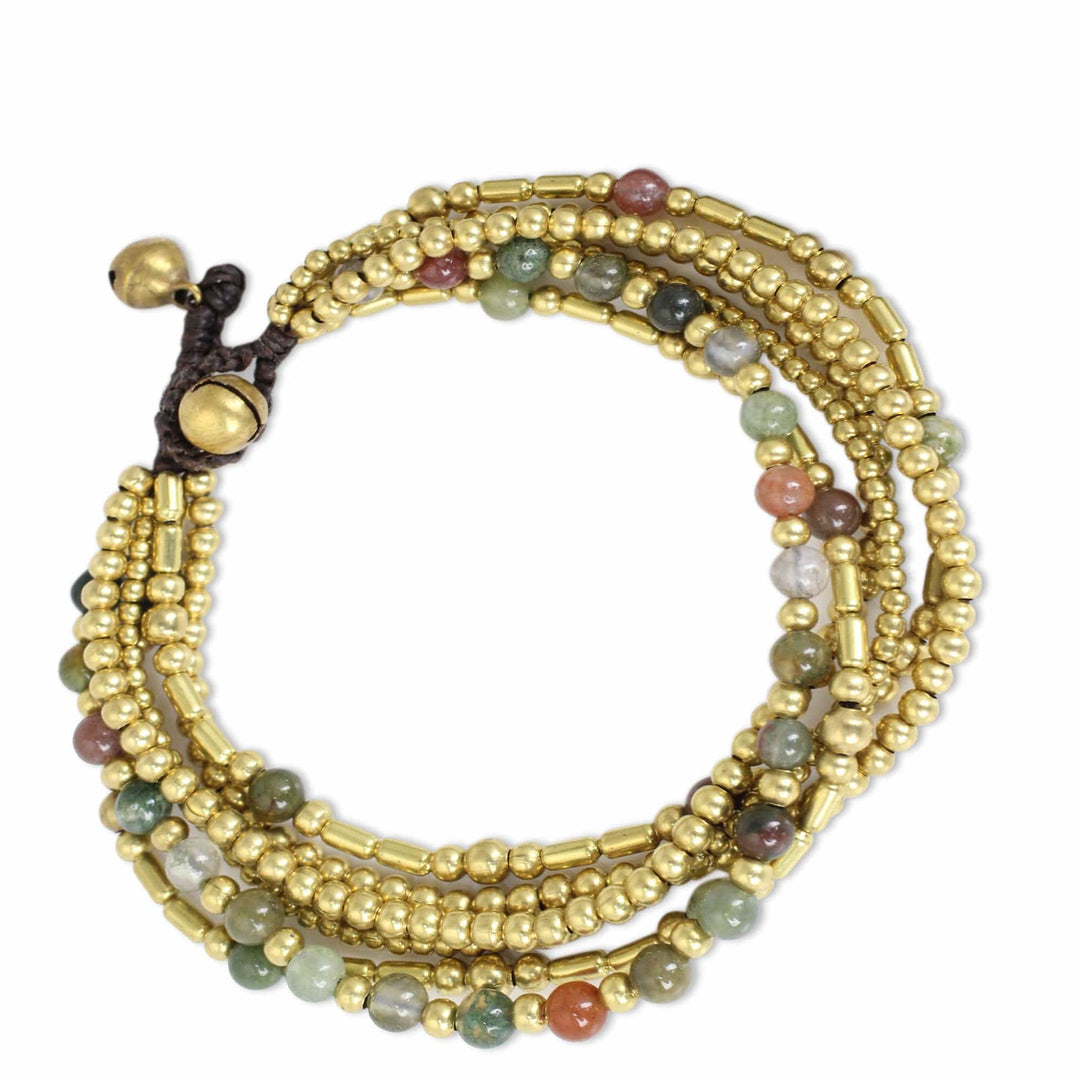 Brass Beaded Bracelet Crafted by Hand with Agate - Earth Freedom