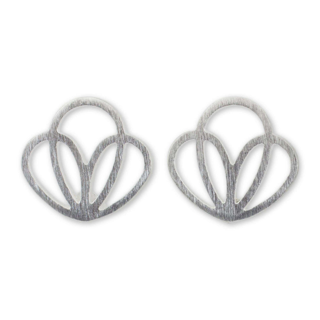 Artisan Designed Sterling Silver Petal Shaped Stud Earrings - Tender Petals