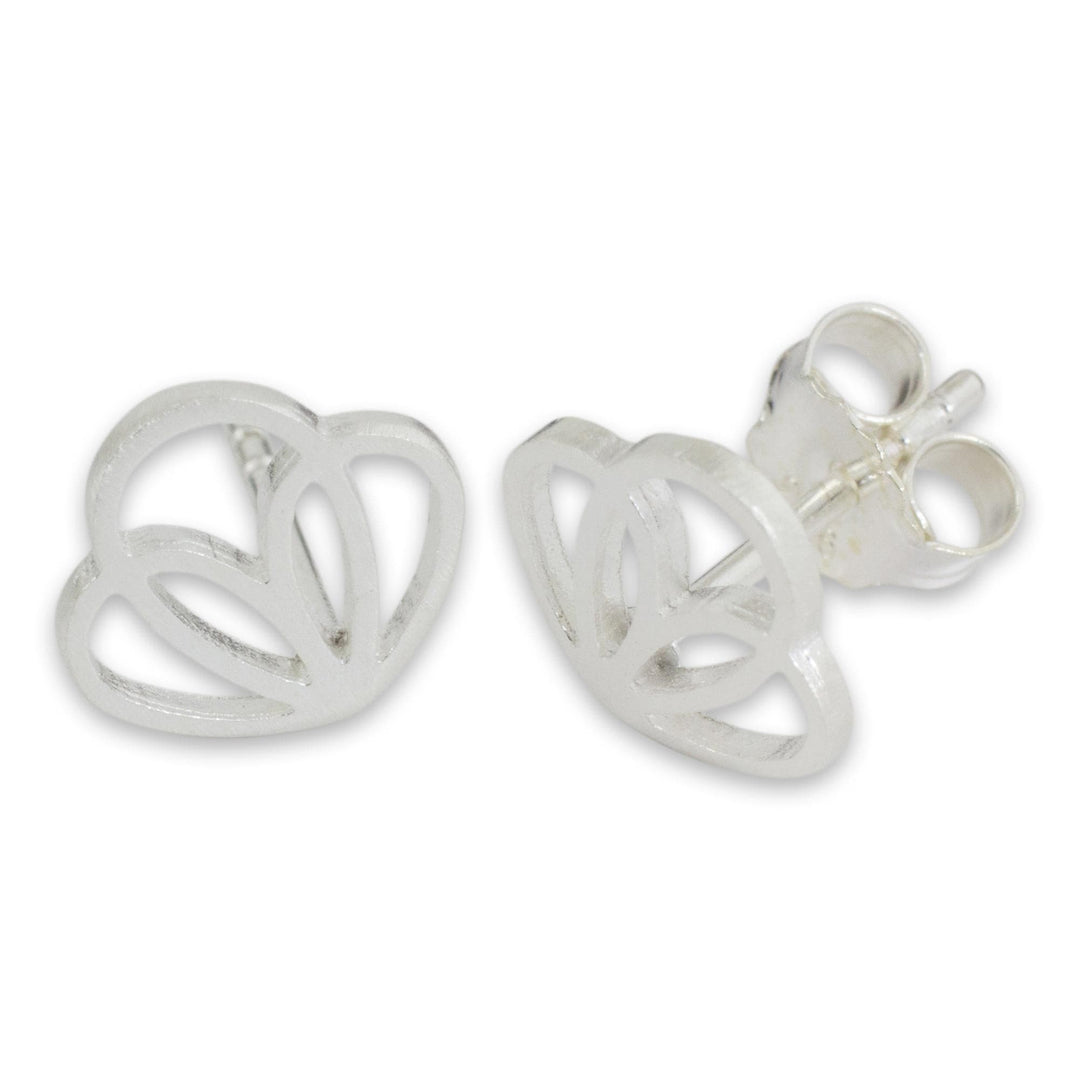 Artisan Designed Sterling Silver Petal Shaped Stud Earrings - Tender Petals